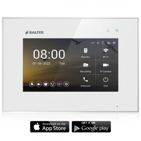BALTER EVO-HD-7M-WIFI Monitor / station mit 7" Touchscreen-HD-Display und WIFI- Funktion Weiß