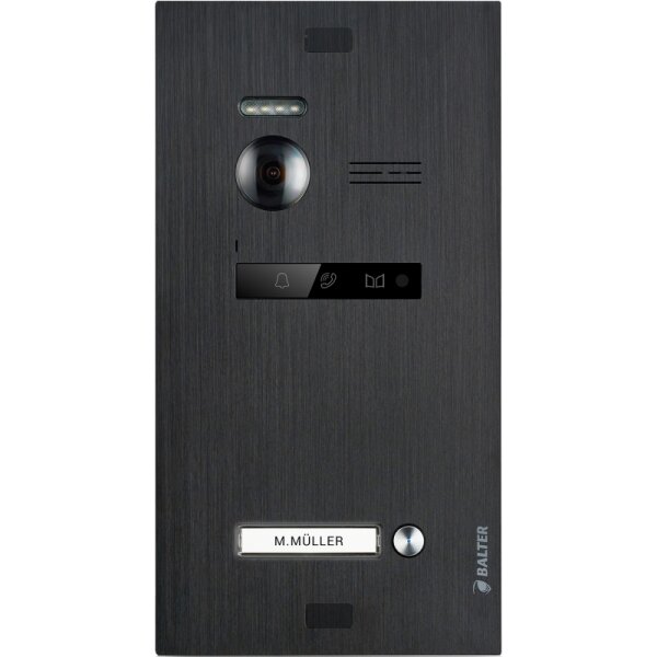 BALTER EVO Black Türstation für 1 Teilnehmer, 2-Draht BUS Technologie (Video / Audio / Strom), 150° Weitwinkelkamera